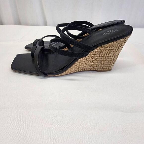 Nordstrom Rack Open Toe Espadrille Wedge Square toe Heel Sandals Size 10 - Picture 4 of 8